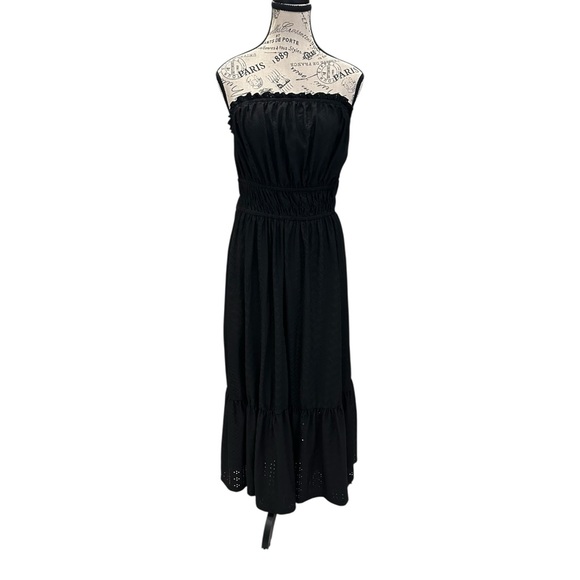Classic Black Strapless Midi Dress - Picture 2 of 7